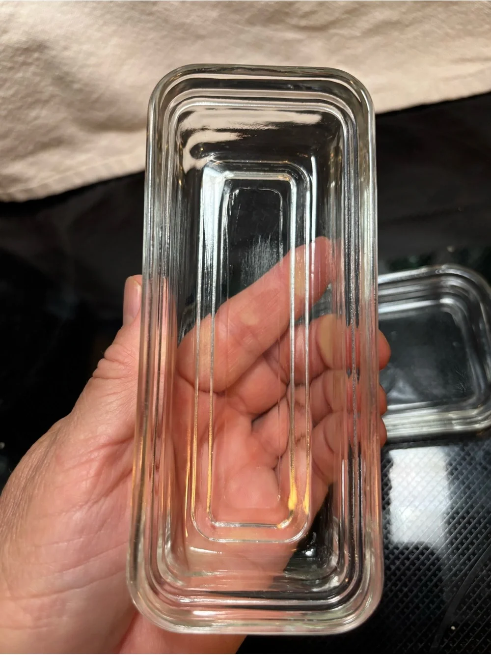 Vintage Art Deco Glass Butter Dish EUC